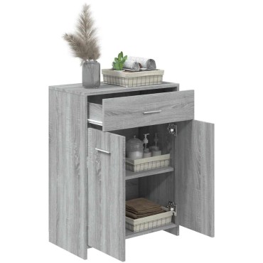 vidaXL Ντουλάπι Μπάνιου Γκρι Sonoma 60x33x80cm Επεξεργασμένο Ξύλο