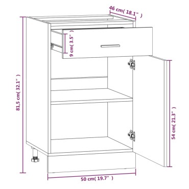 vidaXL Έπιπλο Με Συρτάρι Lyon Γκρι Sonoma 50x46x81,5cm Επεξεργ. Ξύλο