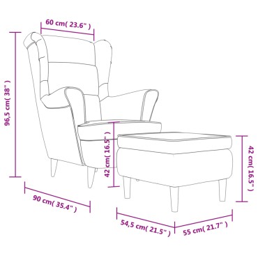 vidaXL Πολυθρόνα Ροζ Βελούδινη με Σκαμπό 78x90x96,5cm 1 τεμ.