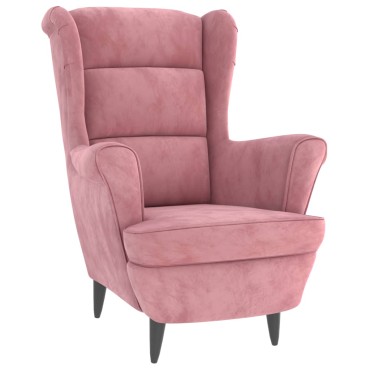 vidaXL Πολυθρόνα Ροζ Βελούδινη με Σκαμπό 78x90x96,5cm 1 τεμ.