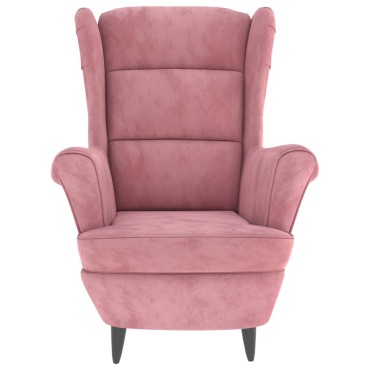vidaXL Πολυθρόνα Ροζ Βελούδινη με Σκαμπό 78x90x96,5cm 1 τεμ.