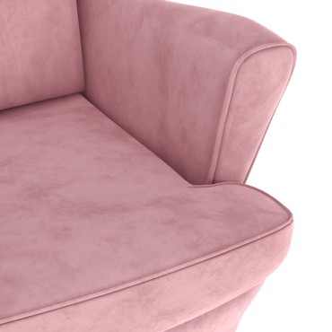 vidaXL Πολυθρόνα Ροζ Βελούδινη με Σκαμπό 78x90x96,5cm 1 τεμ.