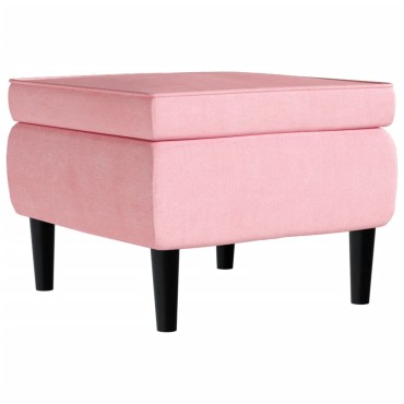 vidaXL Πολυθρόνα Ροζ Βελούδινη με Σκαμπό 78x90x96,5cm 1 τεμ.