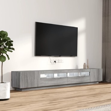 vidaXL Σετ Επίπλων Τηλεόρασης 3 τεμ. LED Γκρι Sonoma Επεξεργασμένο Ξύλο 100/80x35x40cm