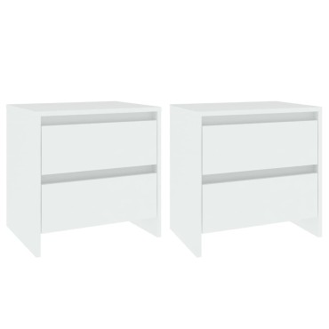 vidaXL Κομοδίνα 2 τεμ. Λευκά 45x34,5x44,5cm από Επεξ. Ξύλο