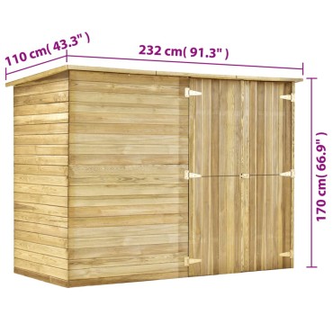 vidaXL Αποθήκη Κήπου 232 x 110 x 170 εκ. από Εμποτισμένο Ξύλο Πεύκου