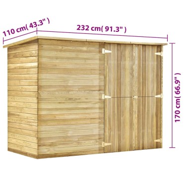 vidaXL Αποθήκη Κήπου 232 x 110 x 170 εκ. από Εμποτισμένο Ξύλο Πεύκου