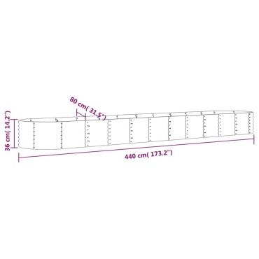 vidaXL Ζαρντινιέρα Ασημί 440x80x36 εκ. Ατσάλι με Ηλεκτρ. Βαφή Πούδρας