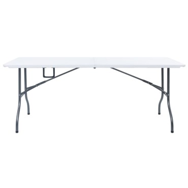 vidaXL Τραπέζι Κήπου Πτυσσόμενο Λευκό 180x72x72cm από HDPE 1 τεμ.