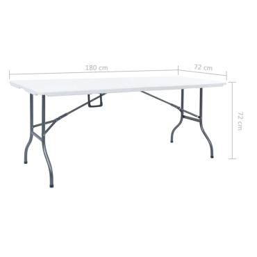 vidaXL Τραπέζι Κήπου Πτυσσόμενο Λευκό 180x72x72cm από HDPE 1 τεμ.