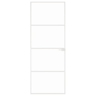 vidaXL Εσωτερική Πόρτα Λευκή 76x201,5 εκ. Ψημένο Γυαλί&Λεπτό Αλουμίνιο