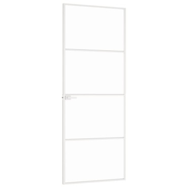 vidaXL Εσωτερική Πόρτα Λευκή 76x201,5 εκ. Ψημένο Γυαλί&Λεπτό Αλουμίνιο