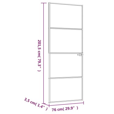 vidaXL Εσωτερική Πόρτα Λευκή 76x201,5 εκ. Ψημένο Γυαλί&Λεπτό Αλουμίνιο
