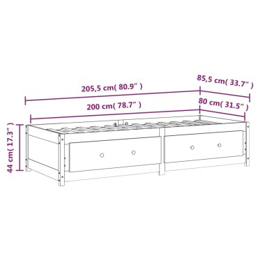 vidaXL Καναπές Κρεβάτι Χωρίς Στρώμα Λευκό 80x200 εκ. Μασίφ Ξύλο Πεύκου