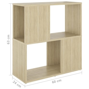 vidaXL Βιβλιοθήκη Sonoma Δρυς 60x24x63cm Μοριοσανίδα 1 τεμ.