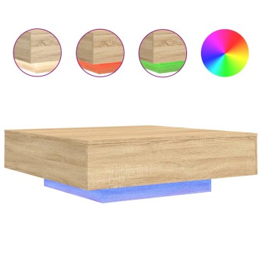 vidaXL Τραπεζάκι Σαλονιού με Φώτα LED Sonoma Δρυς 100x100x31cm 1 τεμ.