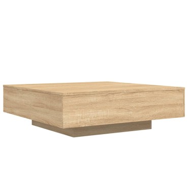vidaXL Τραπεζάκι Σαλονιού με Φώτα LED Sonoma Δρυς 100x100x31cm 1 τεμ.