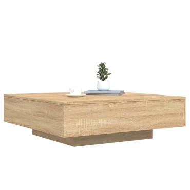 vidaXL Τραπεζάκι Σαλονιού με Φώτα LED Sonoma Δρυς 100x100x31cm 1 τεμ.