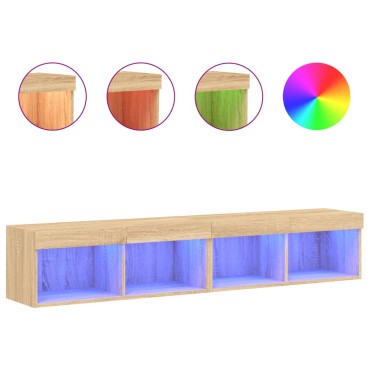 vidaXL Έπιπλα Τηλεόρασης με LED 2 τεμ. Sonoma Δρυς 80x30x30cm