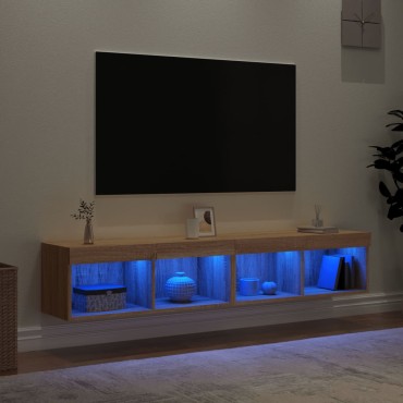 vidaXL Έπιπλα Τηλεόρασης με LED 2 τεμ. Sonoma Δρυς 80x30x30cm