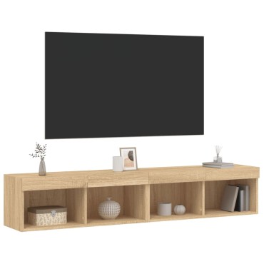 vidaXL Έπιπλα Τηλεόρασης με LED 2 τεμ. Sonoma Δρυς 80x30x30cm