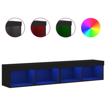 vidaXL Έπιπλα Τηλεόρασης με LED 2 τεμ. Μαύρα 80x30x30cm