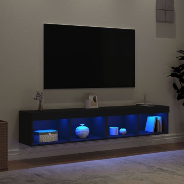 vidaXL Έπιπλα Τηλεόρασης με LED 2 τεμ. Μαύρα 80x30x30cm