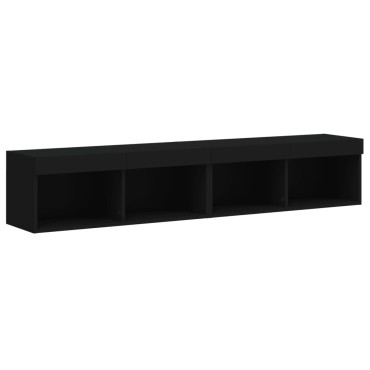 vidaXL Έπιπλα Τηλεόρασης με LED 2 τεμ. Μαύρα 80x30x30cm