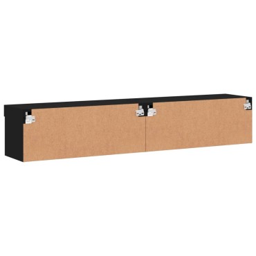 vidaXL Έπιπλα Τηλεόρασης με LED 2 τεμ. Μαύρα 80x30x30cm