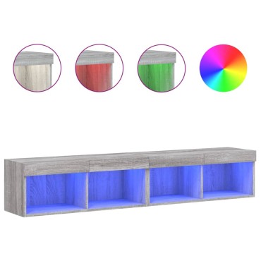 vidaXL Έπιπλα Τηλεόρασης με LED 2 τεμ. Γκρι Sonoma 80x30x30cm