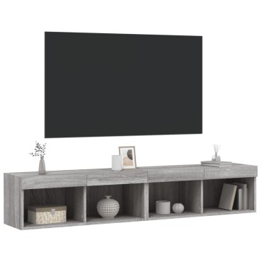 vidaXL Έπιπλα Τηλεόρασης με LED 2 τεμ. Γκρι Sonoma 80x30x30cm