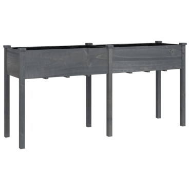 vidaXL Γλάστρα με Επένδυση Γκρι 161x45x76 εκ. από Μασίφ Ξύλο Ελάτης