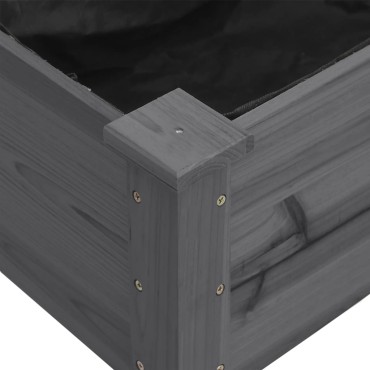 vidaXL Γλάστρα με Επένδυση Γκρι 161x45x76 εκ. από Μασίφ Ξύλο Ελάτης