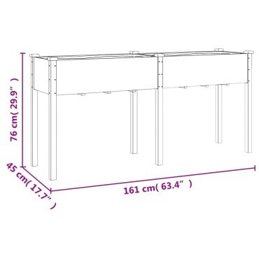 vidaXL Γλάστρα με Επένδυση Γκρι 161x45x76 εκ. από Μασίφ Ξύλο Ελάτης