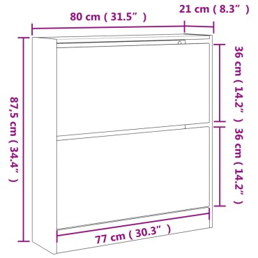vidaXL Παπουτσοθήκη Λευκή 80x21x87,5cm από Επεξεργασμένο Ξύλο