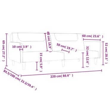 vidaXL Καναπές Κρεβάτι Διθέσιος Taupe Υφασμάτινος 220x84,5x69cm 1 τεμ.