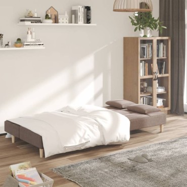 vidaXL Καναπές Κρεβάτι Διθέσιος Taupe Υφασμάτινος με Δύο Μαξιλάρια 200x84,5x69cm 1 τεμ.