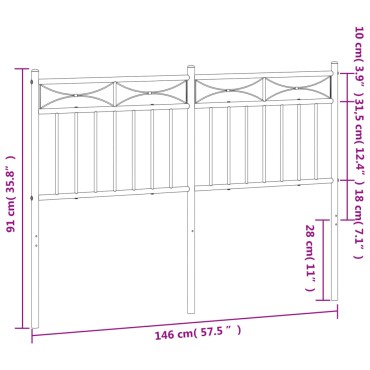 vidaXL Κεφαλάρι Μαύρο Μεταλλικό 146x3x91cm 1 τεμ.