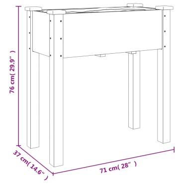 vidaXL Γλάστρα με Ρόδες & Επένδυση Καφέ 71x37x80 εκ. Μασίφ Ξύλο Ελάτης