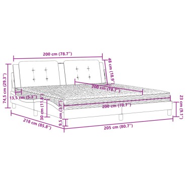 vidaXL Κρεβάτι με Στρώμα Καφέ 200x200 εκ. Συνθετικό Δέρμα