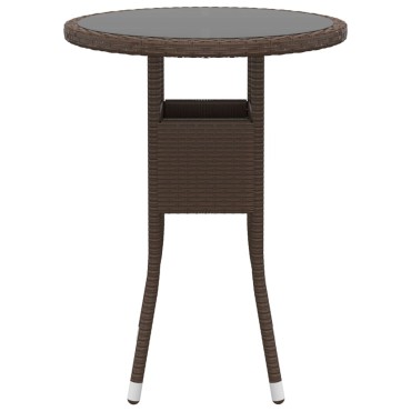 vidaXL Σετ Επίπλων Bistro Κήπου 3 τεμ. Καφέ Συνθ. Ρατάν/Ψημένο Γυαλί 52x57x84cm