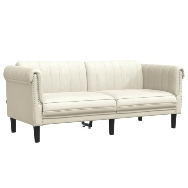 vidaXL Καναπές Διθέσιος Κρεμ από Βελούδο 182x77x74cm 1 τεμ.