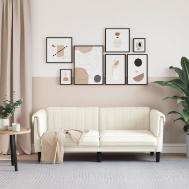 vidaXL Καναπές Διθέσιος Κρεμ από Βελούδο 182x77x74cm 1 τεμ.