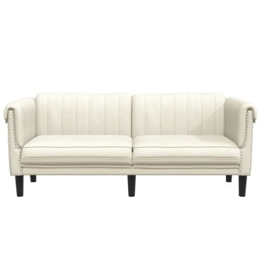 vidaXL Καναπές Διθέσιος Κρεμ από Βελούδο 182x77x74cm 1 τεμ.