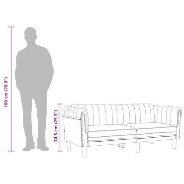 vidaXL Καναπές Διθέσιος Κρεμ από Βελούδο 182x77x74cm 1 τεμ.
