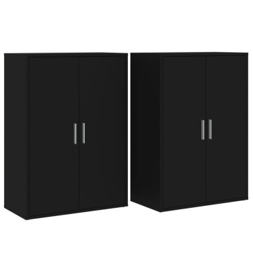 vidaXL Βοηθητικά Ντουλάπια 2 τεμ. Μαύρη 60x31x84cm Επεξεργ. Ξύλο