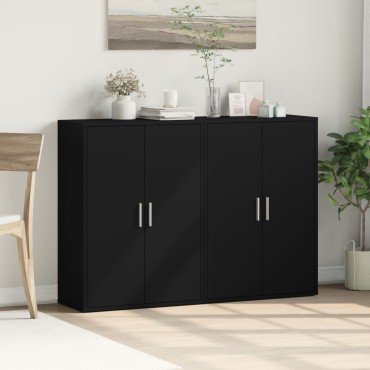 vidaXL Βοηθητικά Ντουλάπια 2 τεμ. Μαύρη 60x31x84cm Επεξεργ. Ξύλο