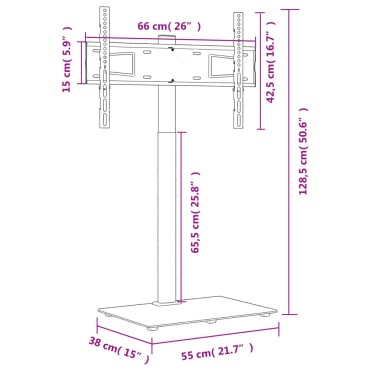 vidaXL Βάση Τηλεόρασης Γωνιακή 1 Επιπέδου για 32-65 Ιντσών Μαύρη