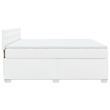 vidaXL Κρεβάτι Boxspring με Στρώμα Λευκό 180x200 εκ. Συνθετικό Δέρμα