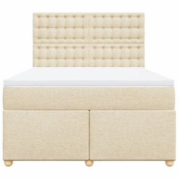 vidaXL Κρεβάτι Boxspring με Στρώμα Κρεμ 140x200 εκ. Υφασμάτινο
